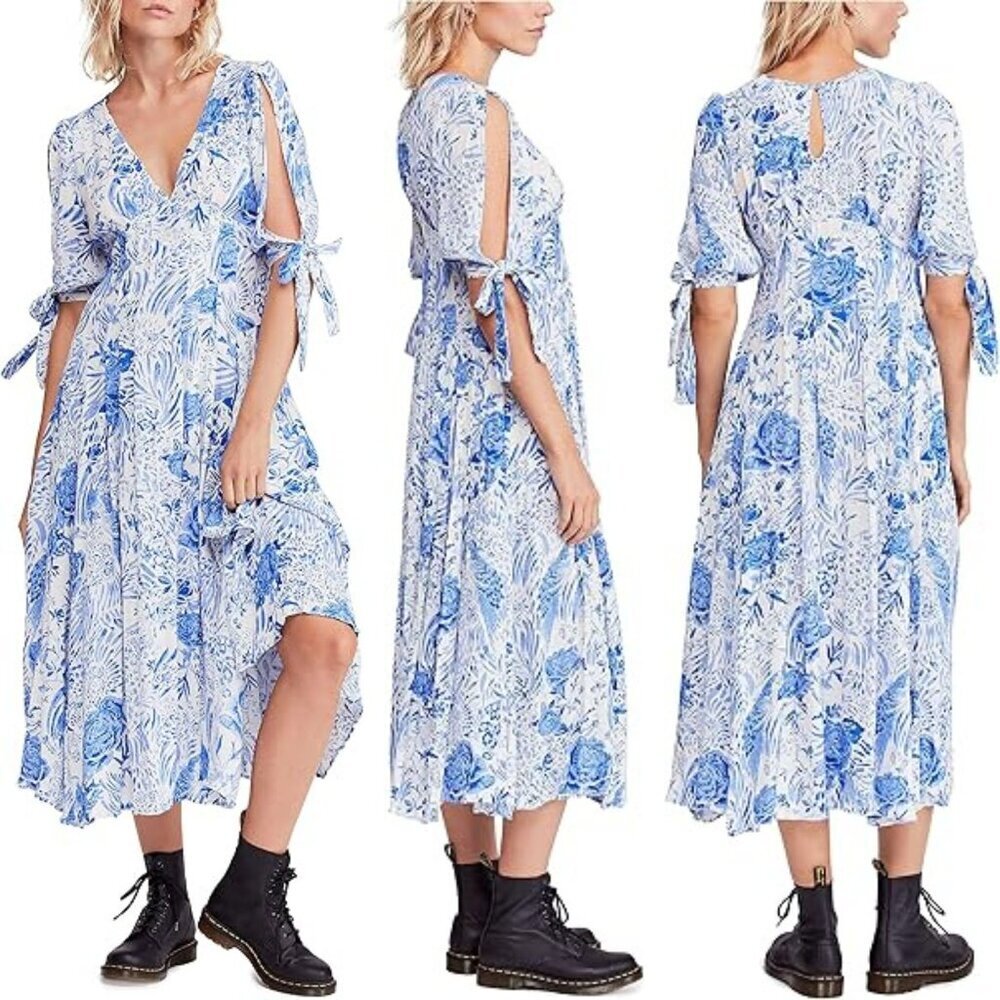Free People Forever Always Floral Midi Dress Size 4 - 41349